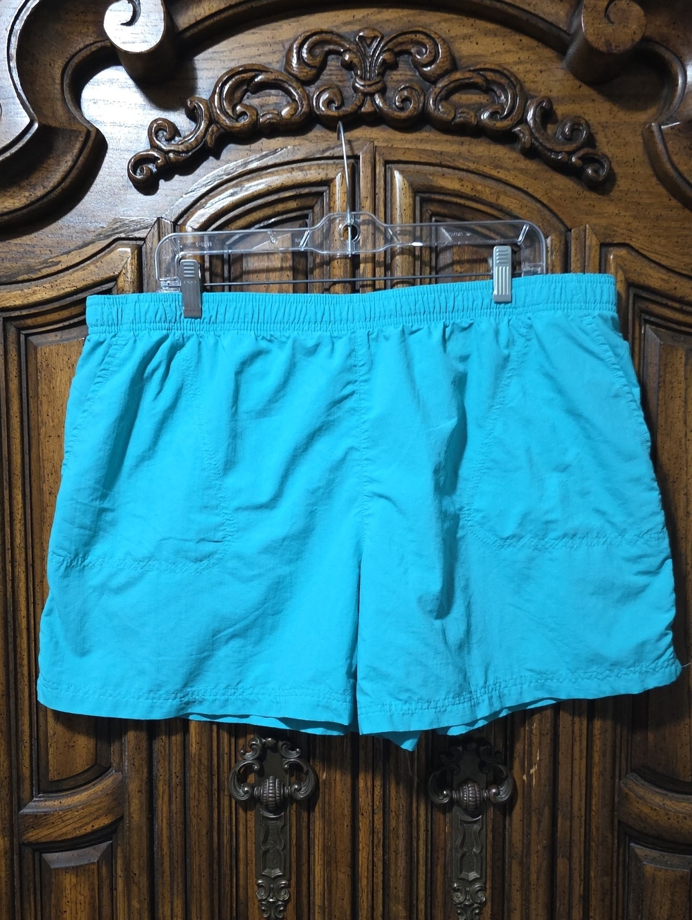Women's Athletic Swim Shorts in Aqua Blue with Elastic Waist